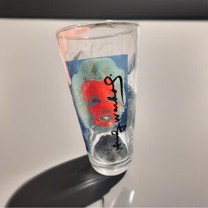 Andy Warhol Marilyn Monroe Pop Art Blue Magenta Tall 6" Drinking Glass Tumbler